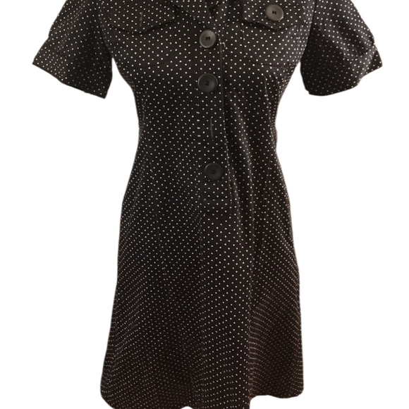 Emma JAMES Vintage Style Rockabilly PINUP Dress Fitted Polkadot DRESS Size 12 P - Picture 3 of 6